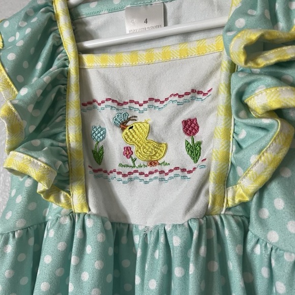 Boutique Embroidered Girls Easter Spring Dress With Tie In The Back - Picture 2 of 4